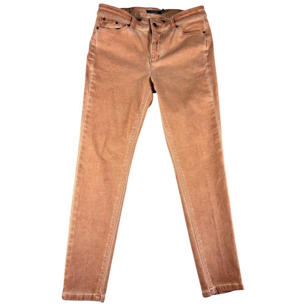 Lauren Ralph Lauren Jeans Womens 10 Orange Faded Slim Stretch Midrise Heritage